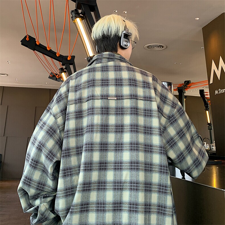 S02-P38美式复古撞色拼接百搭情侣衬衣,男装衬衫,星座1503