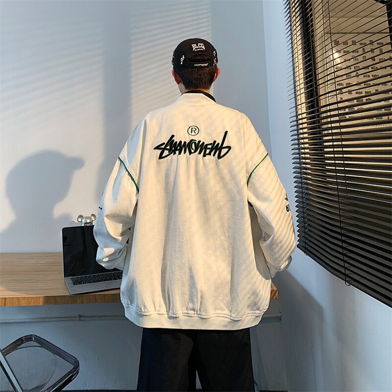 2025美式潮牌字母印花牛仔外套春复古宽松百搭潮流夹克JK979-P88,男装夹克,星座1103-3