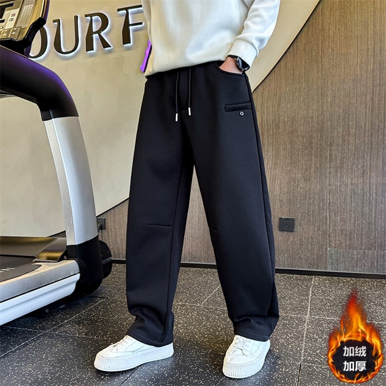 A368-RK6627-绒P78纯色休闲卫裤男韩版宽松直筒加绒卫裤，男装休闲裤，电商A368