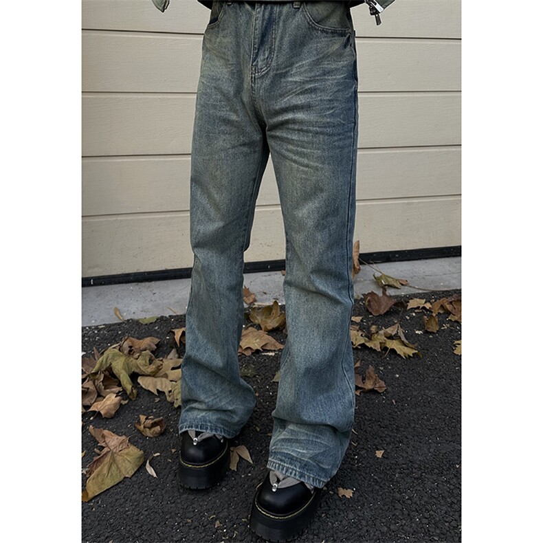 美式高街vibe重工艺做旧水洗hiphop喇叭牛仔裤货号K2402P60,男装牛仔裤,电商A063