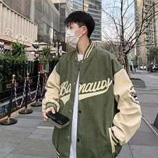 棒球服男春秋季潮牌宽松休闲夹克男撞色拼接印花外套JK0045-P60，男装夹克，星座308B-1