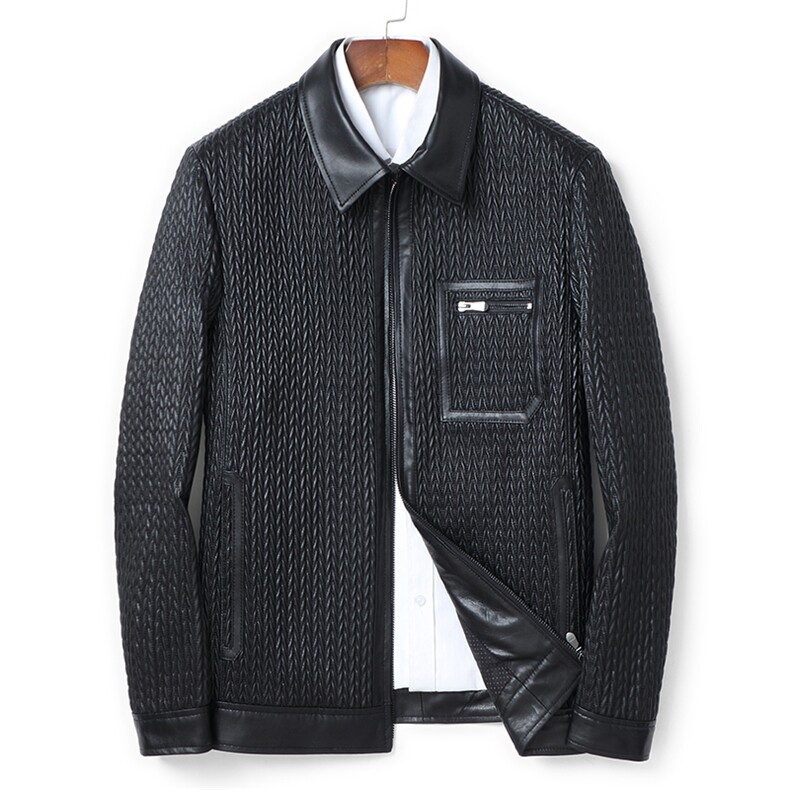 春秋款真皮皮衣男翻领商务休闲男装休闲夹克通勤外套P550，男装夹克，电商B360A（原721A）
