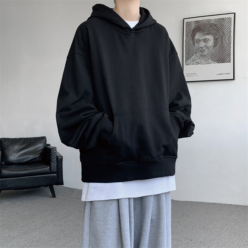 春秋季cleanfit男生短款卫衣美式重磅连帽大帽衫廓形外套潮WY004,男装卫衣,电商B312