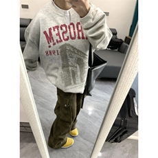 WY7062LL-特P46cleanfit领口假两件做旧卫衣男春秋打底上衣，男装卫衣，星座1007（原301D）