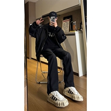 现货秋冬渐变拉链黑色直筒大码修身牛仔裤男K5804-K5805-P50，男装牛仔裤，星座205