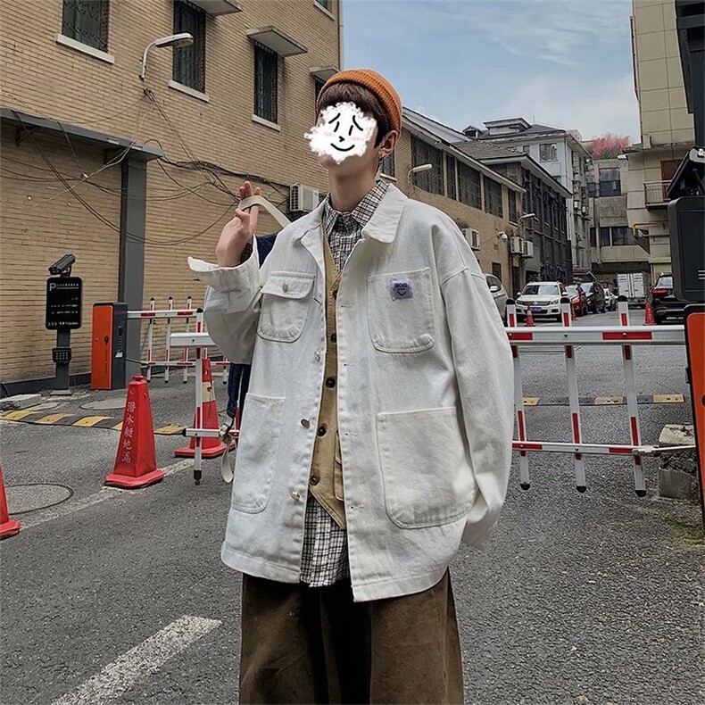 宽松牛仔夹克时尚慵懒潮牌新款青春潮流流行港风工装外套男,男装夹克,星座716-3