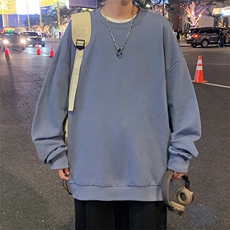 S6099-P28加绒款-P33秋季圆领卫衣男大码韩版宽松长袖外套，男装卫衣，电商A040