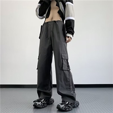 春秋季男女工装裤2023新款休闲宽松美式高街直筒阔腿裤K04512-P43，男装休闲裤，星座308B-1