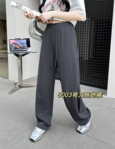 春季时尚百搭弯刀裤宽松系绳款图片