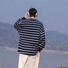 可二开港风高品质条纹圆领大码M-5XL卫衣97%棉3%氨纶77943P50控78，男装卫衣，星座227-7