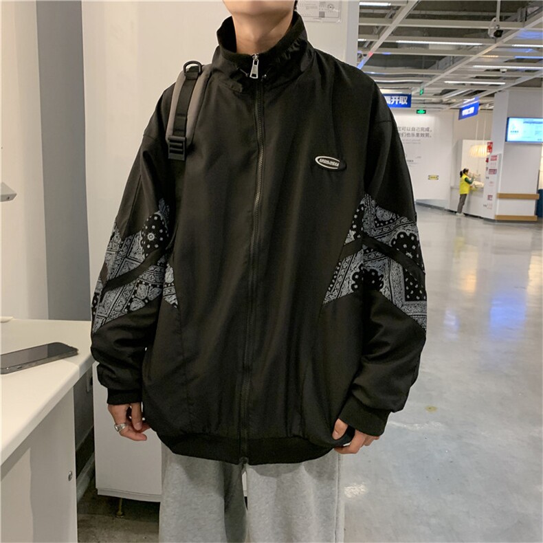 新款潮流潮牌立领夹克原宿风拼接宽松百搭外套 现货 W573-P50图片