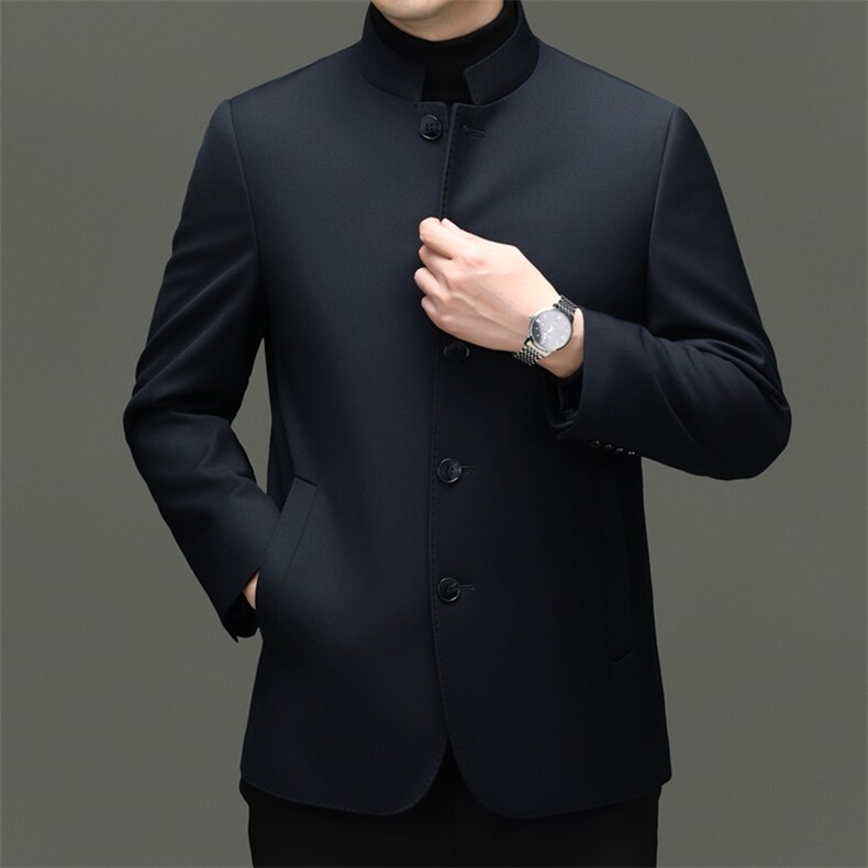 HM8099秋冬新款男士白鸭绒羽绒服中年商务休闲翻领单排扣保暖夹克图片
