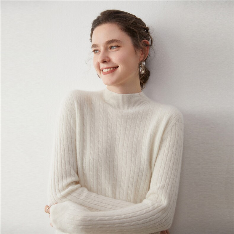 亲肤显瘦半高领山羊绒衫女毛衣2025秋冬新款修身套头打底针织红色，女装羊绒衫，蒂暖羊绒