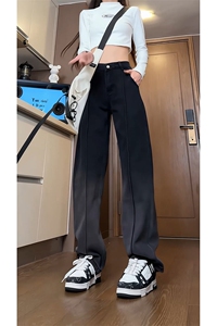 美式渐变牛仔裤直筒hiphop百搭款宽松休闲长裤K619TP45控75图片