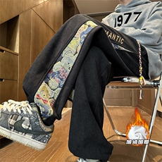 2023冬季新款内景大码加绒灯芯绒小熊卫裤M-5XHK23921-P50，男装休闲裤，电商A022