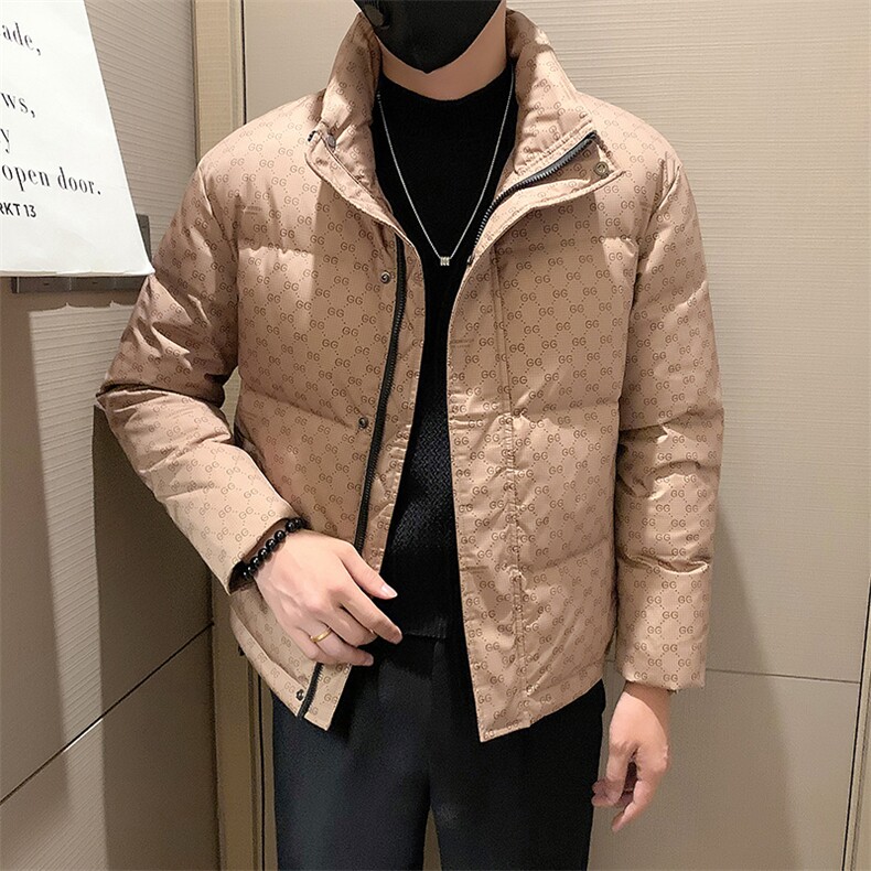 2025冬季新款小伙风痞帅立领字母印花羽绒服男外套B328-9901-P165图片