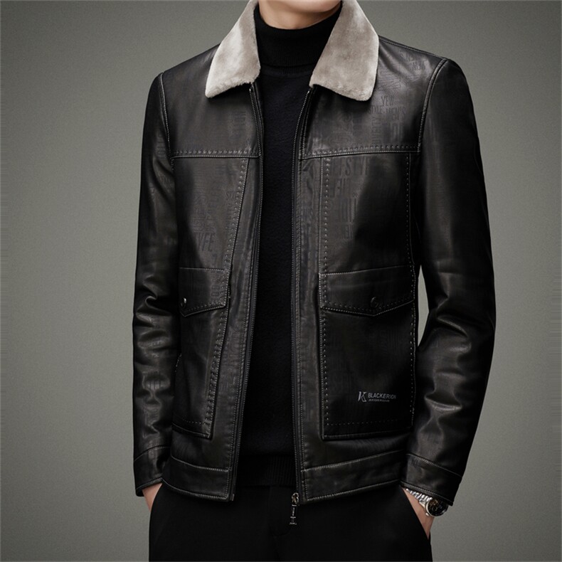AW2232钱塘2020-3秋冬季厚款商务休闲中年男士简约皮衣夹克P220,男装皮衣,钱塘207-3