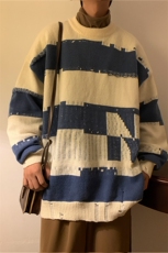 M6136/P65冬季港风新款针织衫男学生毛衣男外套宽松大码毛线衣男，男装针织衫/毛衣，电商A141