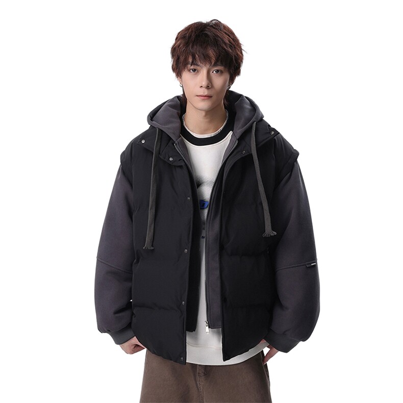 新款冬季羽绒棉服棉袄连帽假两件韩版宽松外套A436-2511-P85,男装棉衣,电商A436