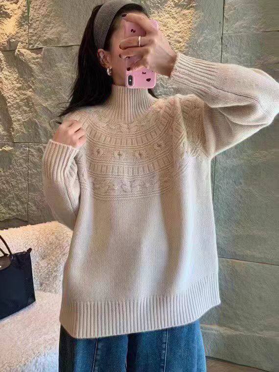 半高领针织打底衫女2024秋装新款气质内搭气质35%羊绒衫，女装羊绒衫，更慕羊绒