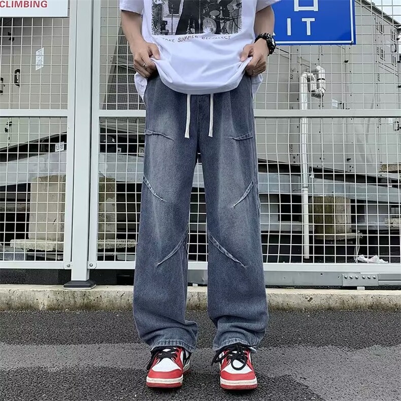 DG08-P45美式牛仔裤男生复古水洗做旧宽松直筒裤港风阔腿裤子潮男,男装牛仔裤,星座603-2