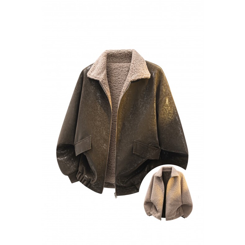 MY2510-特P100控168100聚酯羊羔毛棉衣两面穿外套男棉服面包服，男装棉衣，电商B370