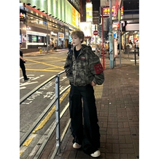 网图有货迷彩开衫连帽卫衣男女宽松外套A820-常规P53加绒P58，女装短外套，星座1505