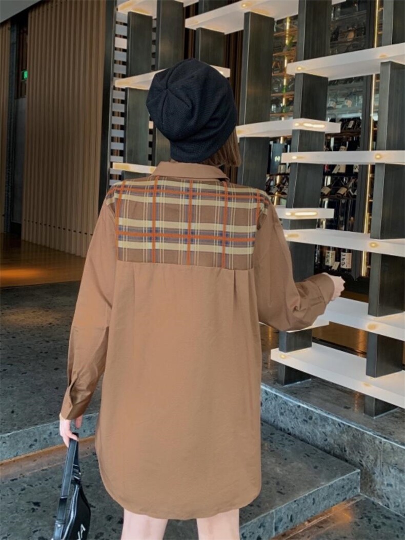 【现货】时尚格子拼接衬衫！，女装衬衫，S.S