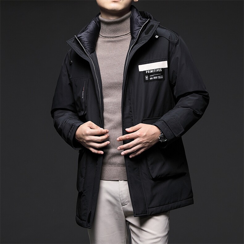2023新款羽绒服男士冬季连帽加厚保暖上衣中年男装休闲白鸭绒外套,男装羽绒服,电商B212（原钱塘6029）