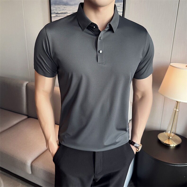2024夏季新款冰丝无痕宽松翻领POLO衫男57713-p50,男装Polo衫,电商D303