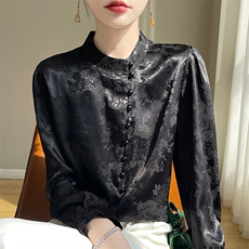 衬衫女设计感小众秋2024年新款高级感法式复古上衣，女装衬衫，绒宛羊绒