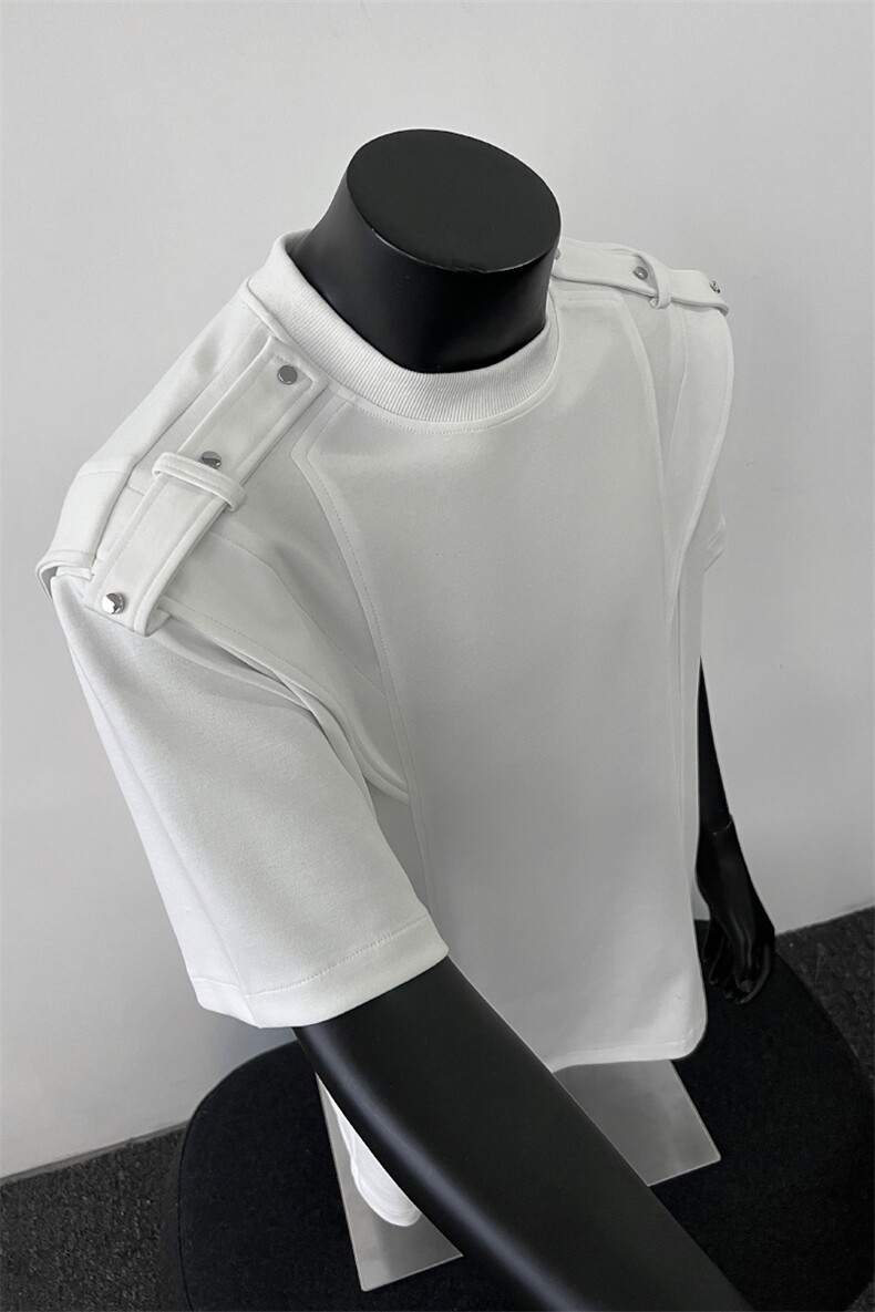 XZ514-2-T4-P48夏季短袖t恤男美式高街金属垫肩正肩潮牌半袖,男装T恤,星座514-2(原B239)