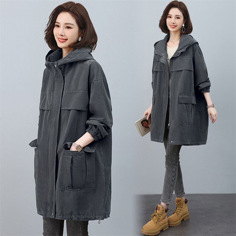 风衣女中长款时尚休闲大码胖mm显瘦外套春秋2025新款杭州意法大衣，女装风衣，江忆布依