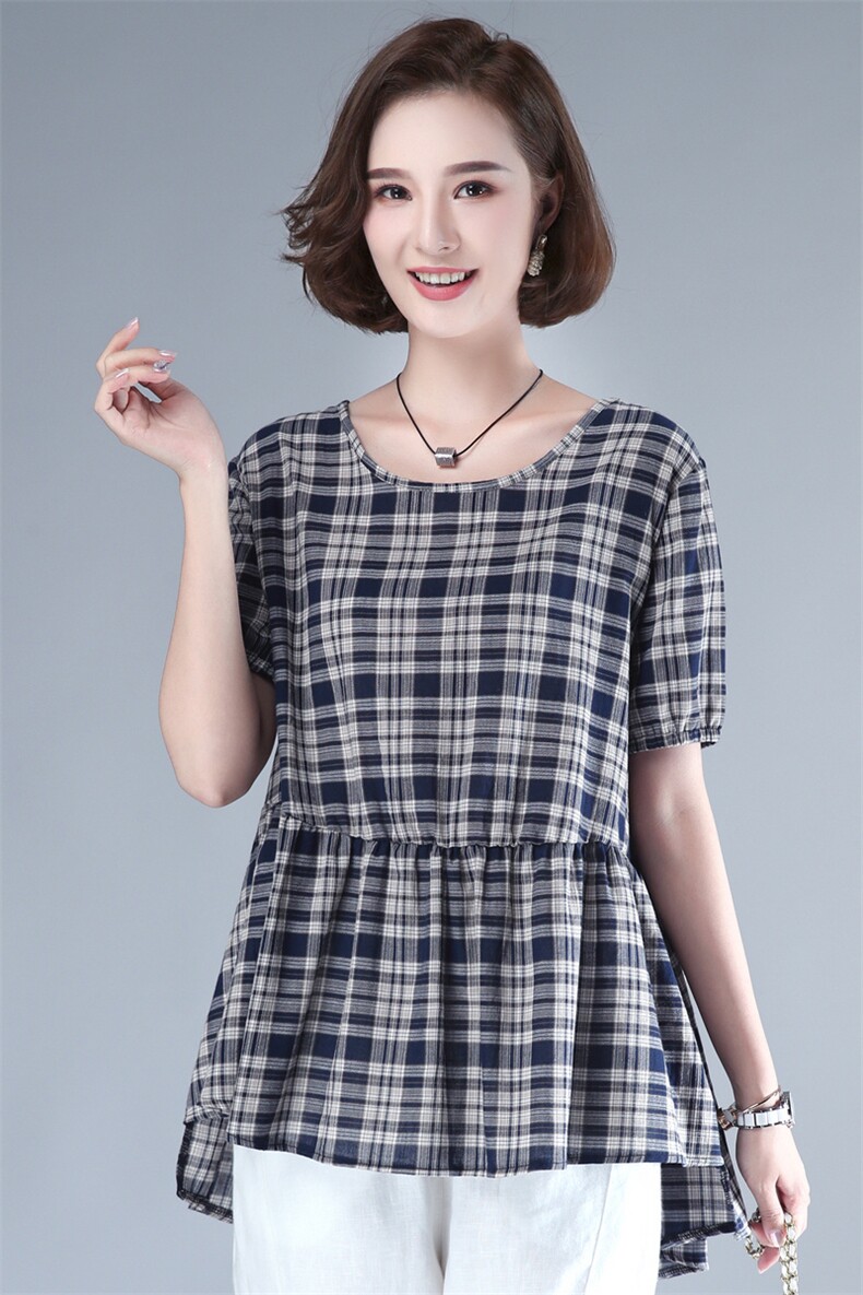 【货源稳定常年不下架】2026夏装新款全棉薄款格子娃娃衫B351,女装衬衫,板酷