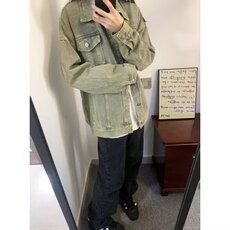 水洗做旧黄泥牛仔外套男春秋新款美式高街牛仔衣ins帅气工装夹克，男装工装外套，星座506A