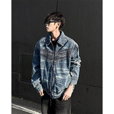 压褶设计感水洗复古牛仔外套男2026春秋新款美式小众N1240/P80，男装夹克，星座506