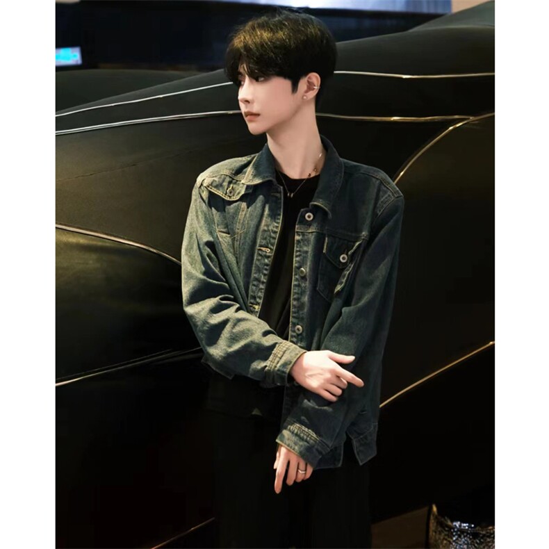 自家图不规则长度裁剪垫肩牛仔夹克外套1191-P70,男装夹克,星座910-5