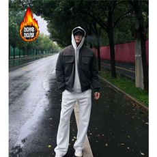 cleanfit美式短款工装外套男秋季立领廓形飞行夹克潮牌痞帅骑兵服，男装棉衣，电商A335-1（原A458）