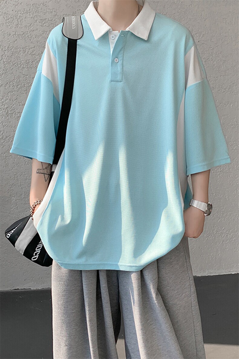 8XL-M拼接撞色短袖t恤男款夏季新款半袖POLO衫加肥加大码DT004P38,男装T恤,电商B312