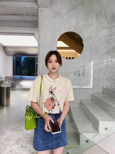 现货，阿M自制印花兔子T，女装，阿M