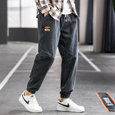 秋季牛仔裤男休闲阔腿裤韩版潮流百搭宽松直筒九分长裤906-P45，男装牛仔裤，电商A318