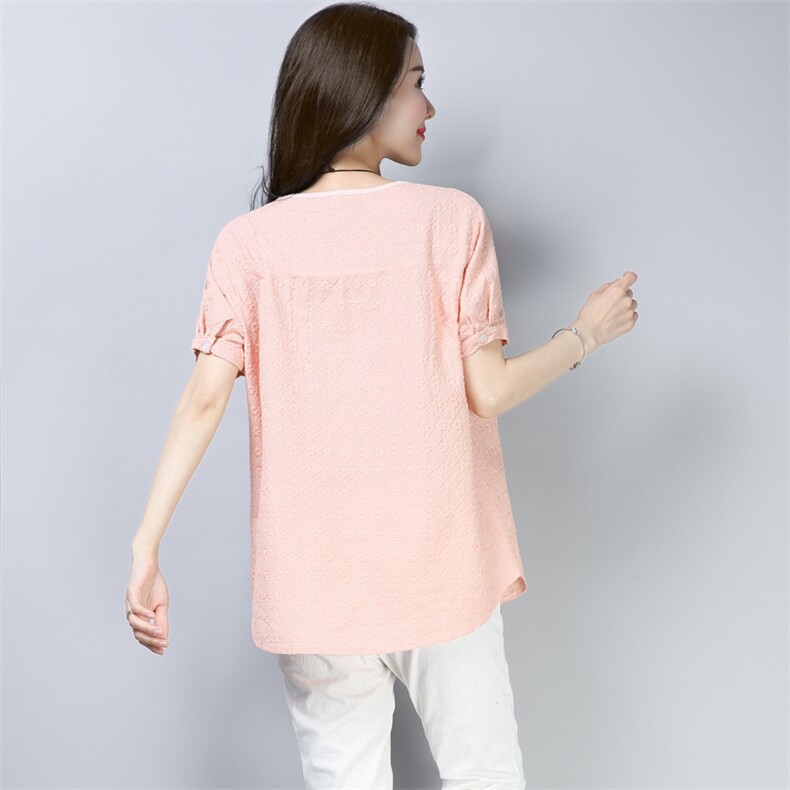 2021年夏季新款女装大码纯棉刺绣T恤女短袖韩版宽松休闲上衣服潮,女装T恤,简韵佳