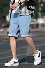2021夏季新款牛仔短裤宽松薄款男士牛仔中裤潮流DS794T，男装牛仔裤，电商A102