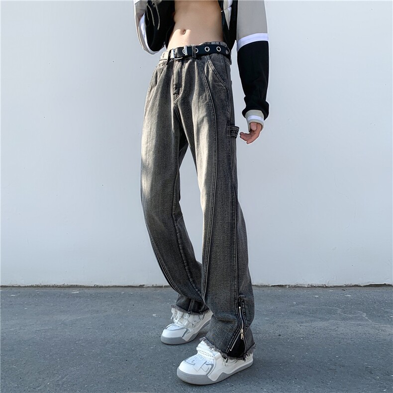 春季新款高街牛仔裤修身直筒裤休闲裤长裤A061-W9990-P60控78图片