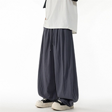 8XL-M亚麻弯刀裤直筒阔腿裤子男夏季宽松大码运动灯笼裤KZ068P60，男装休闲裤，电商B312
