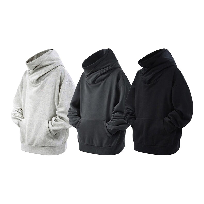 抖音得物二开美式高街重磅宽松结构工艺防风高领连帽卫衣外套W67，男装卫衣，电商A486