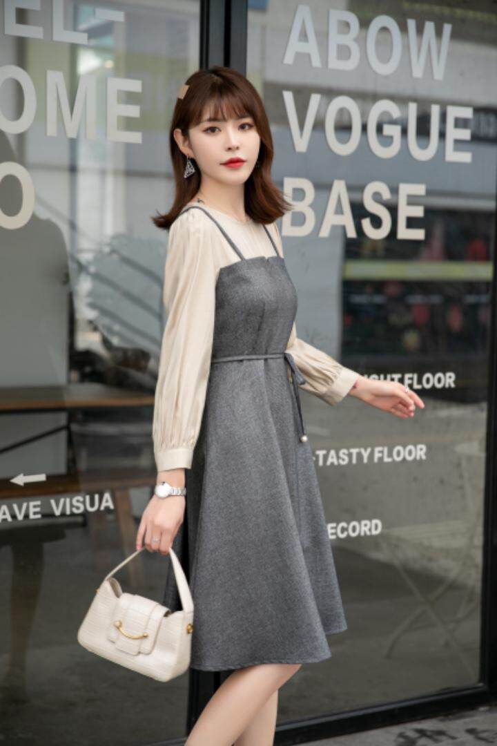 秋装新款上市：拼色修身连衣裙M一XXL，女装连衣裙，拉思维加丝