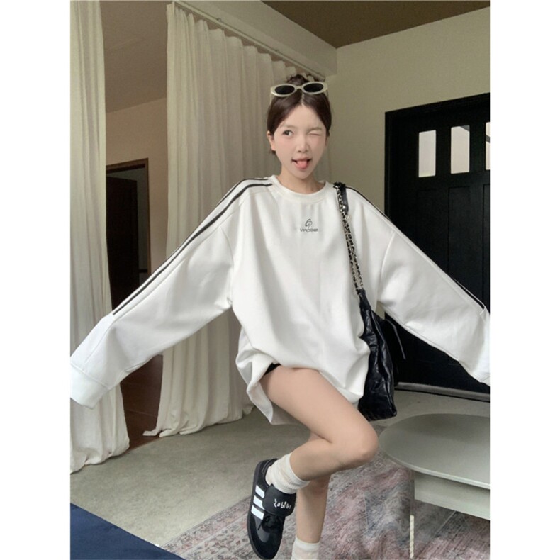 5565-P37潮牌310克后包领+刺绣三条杠休闲宽松卫衣,女装卫衣/绒衫,星座617A-2
