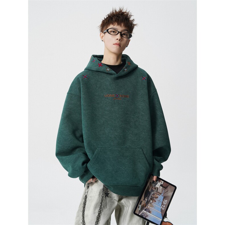 秋冬加绒重磅砂洗做旧刺绣连帽卫衣JF807-特P65控118加绒P70控128,男装卫衣,电商A422-1