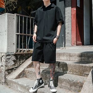 2021夏新款短袖t恤男休闲套装帅气两件套潮流DS778T图片